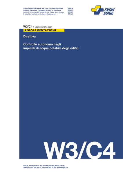 SSIGA-Direttiva W3/C4 Controllo autonomo negli impianti di acqua potabile degli edifici (E-Book)