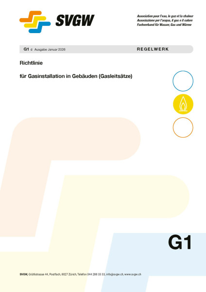SVGW-Richtlinie G1 für Gasinstallation in Gebäuden (Gasleitsätze)