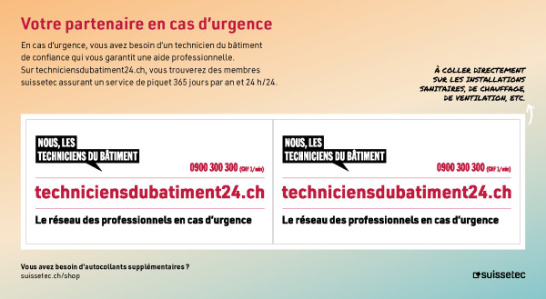 Set d'autocollants techniciensdubatiment24.ch à remettre à vos clients
